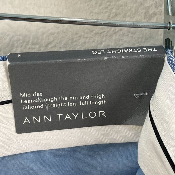 NEW Ann Taylor Womens 16 Straight Leg Pants Blue Linen Blend Mid Rise Career - Picture 4 of 11